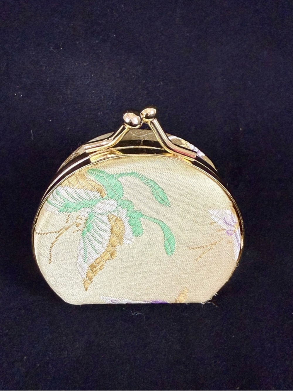 Jewelry Box Small Silk Brocade Kiss Lock Travel Ring Trinket Storage